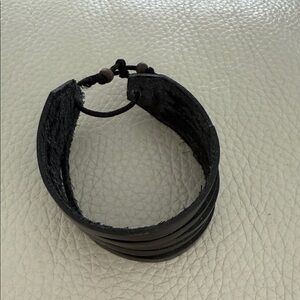 Black Leather Cuff Bracelet